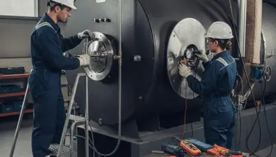 Boiler repair technician servicing a home in Olathe, KS for fast heating system restoration