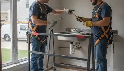 Plumber repairing a pipe in Olathe, KS for fast residential plumbing service