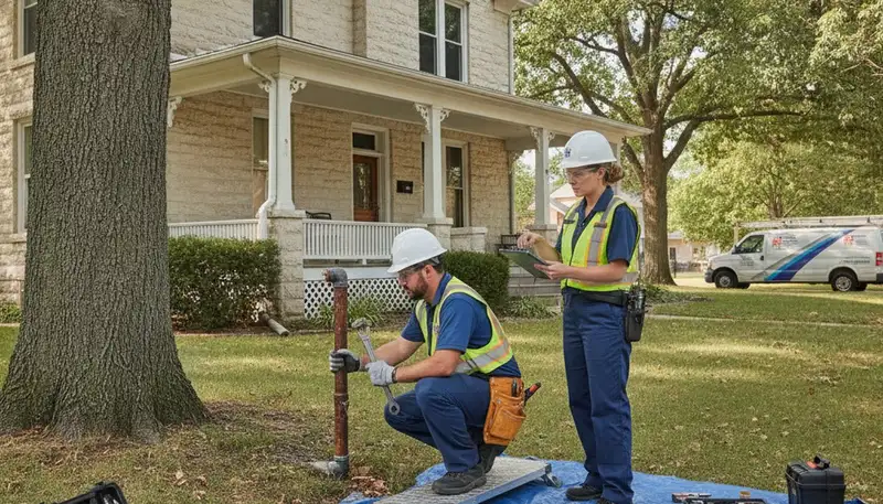 Plumber repairing plumbing in Olathe, KS for residential service call
