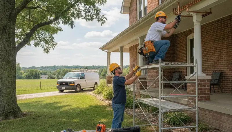 Plumber repairing pipe in Olathe, KS for residential plumbing service