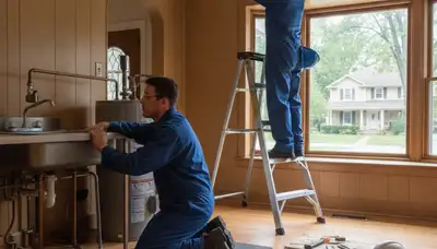 Plumber repairing pipe in Olathe, KS for plumbing repair service