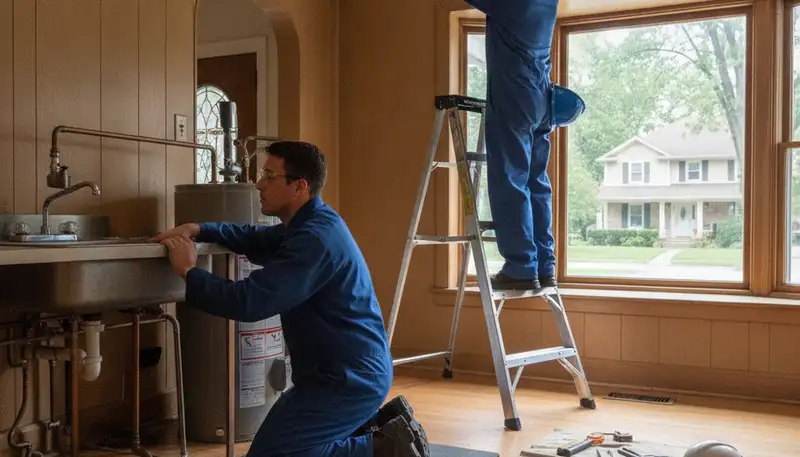 Plumber repairing pipe in Olathe, KS for plumbing repair service