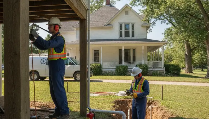 Plumber repairing pipes in Olathe, KS for residential plumbing service