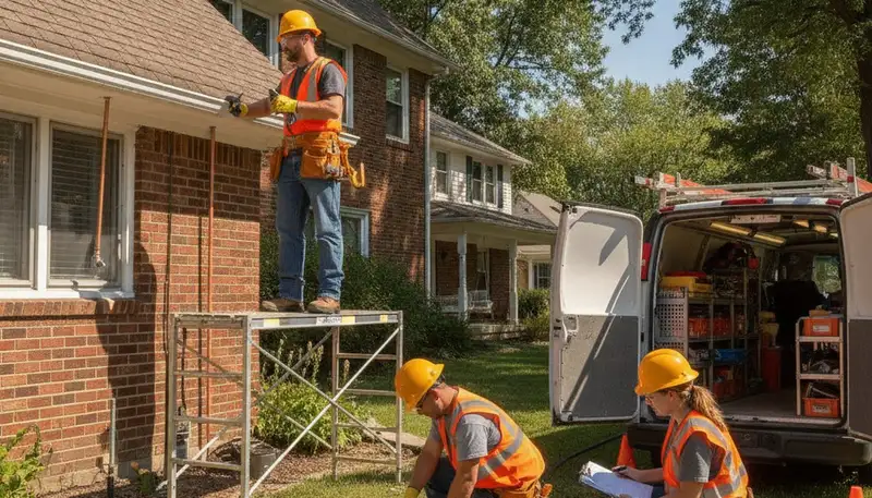 Plumber repairing a leak in Olathe, KS for local plumbing service