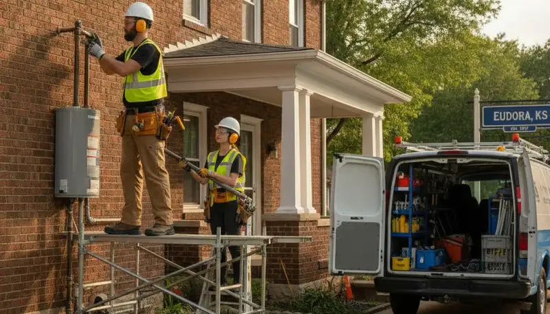Plumber repairing a sink in Olathe, KS for reliable plumbing service