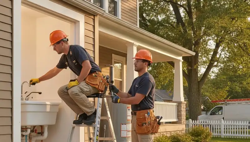 Plumber repairing a pipe in Olathe, KS for plumbing repair services