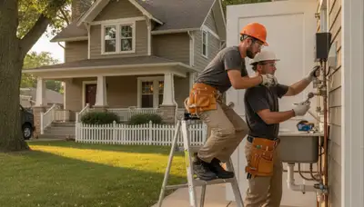 Plumber repairing a pipe in Olathe, KS for plumbing service