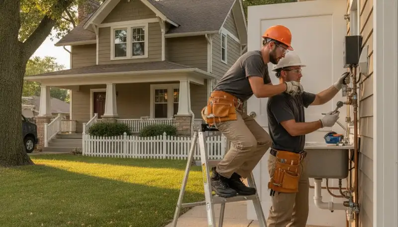 Plumber repairing a pipe in Olathe, KS for plumbing service