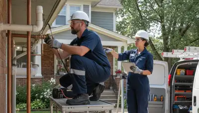 Plumber repairing a leak in Olathe, KS for local plumbing repair service