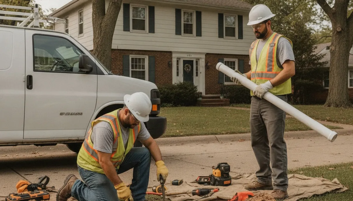 Plumber repairing a leak in Olathe, KS for local plumbing repair service