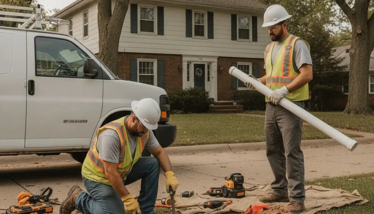 Plumber repairing a leak in Olathe, KS for local plumbing repair service