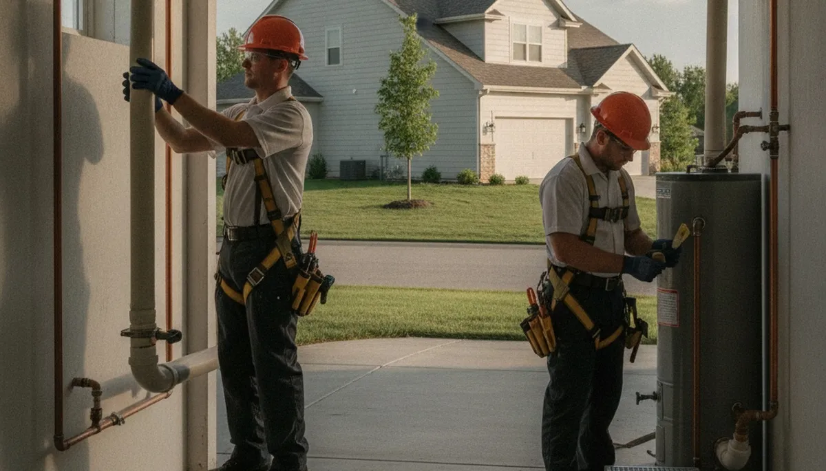 Plumber repairing a leak in Olathe, KS plumbing service area
