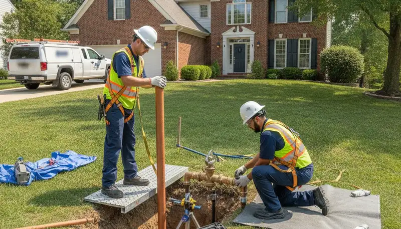 Plumber repairing a pipe in Olathe, KS for reliable plumbing service