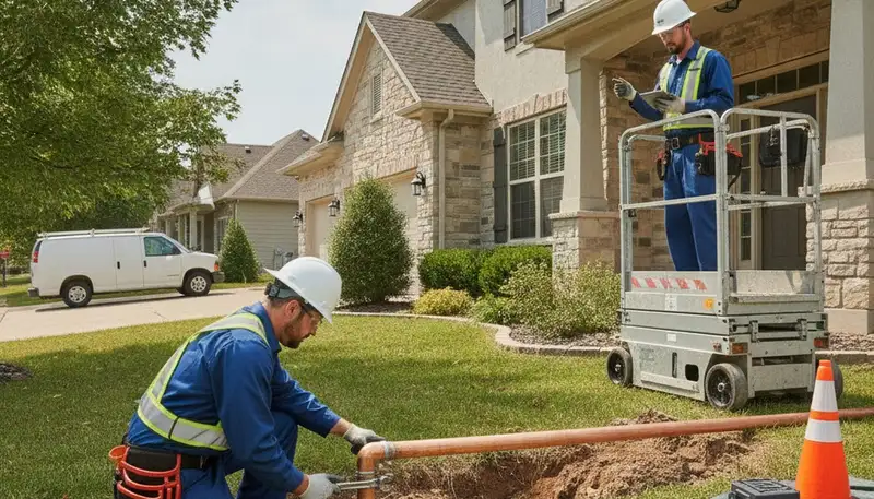 Plumber repairing a pipe in Olathe, KS for local plumbing repair service