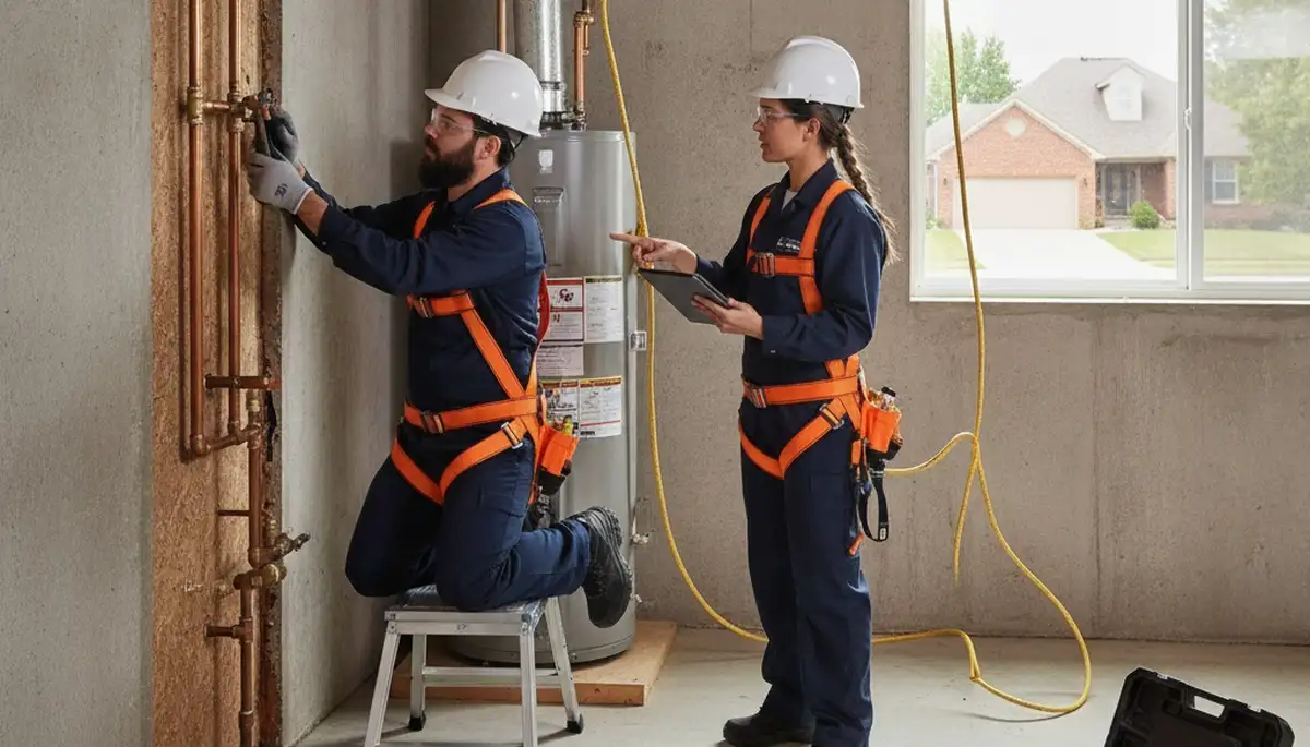 Plumber repairing a pipe in Olathe, KS for a local plumbing service