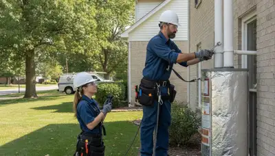 Plumber repairing a pipe in Olathe, KS for reliable plumbing service