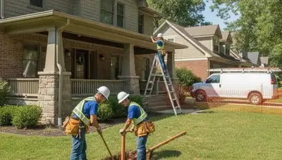 Plumber repairing pipe in Olathe, KS for local plumbing repair service