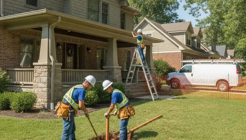 Plumber repairing pipe in Olathe, KS for local plumbing repair service