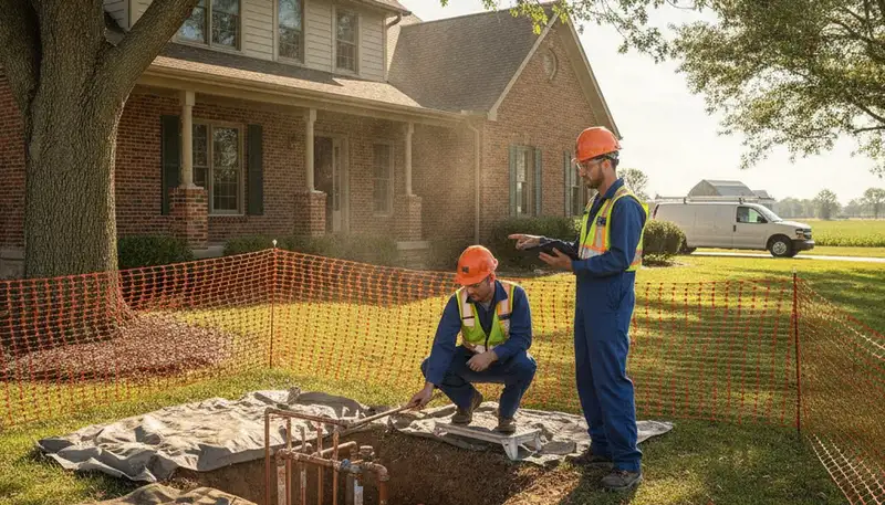 Plumber repairing a leak in Olathe, KS for local plumbing repair service