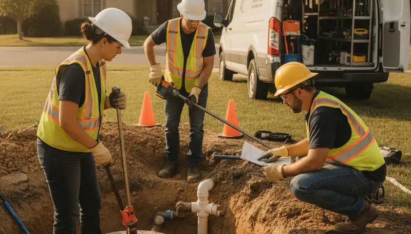 Septic repair truck for Olathe, KS homes by On Call Plumbers