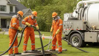 Septic tank cleaning service truck for Olathe, KS homes by On Call Plumbers