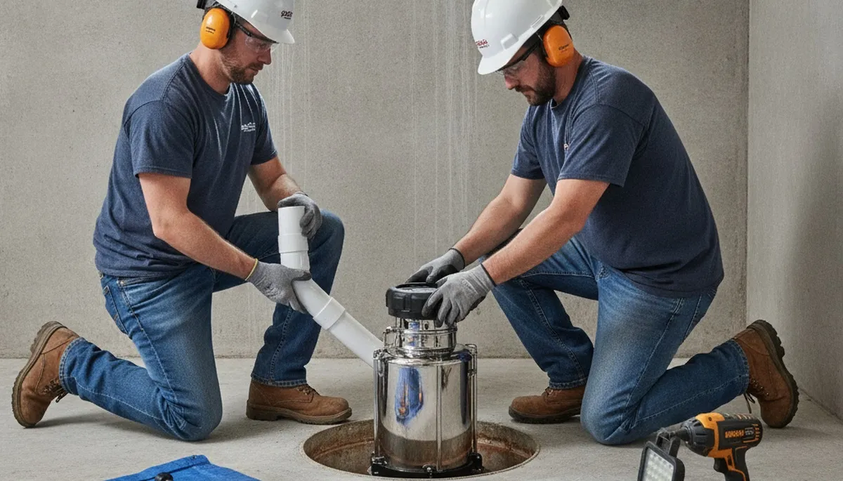 Sump pump installation in Olathe, KS by On Call Plumbers to protect homes from basement flooding