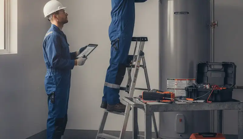 Olathe, KS plumber repairing a water heater for fast same-day home service
